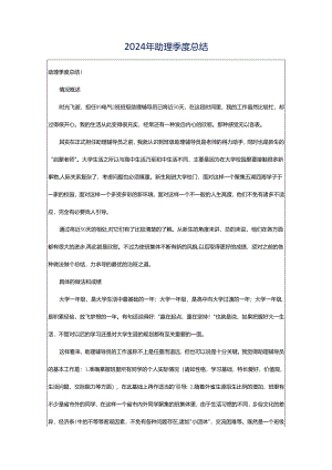 2024年助理季度总结.docx