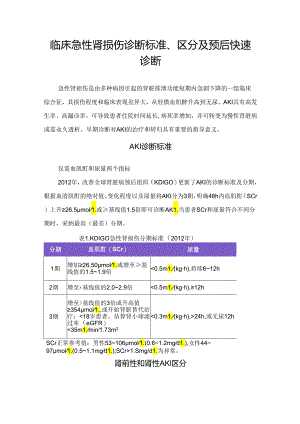 临床急性肾损伤诊断标准、区分及预后快速诊断.docx