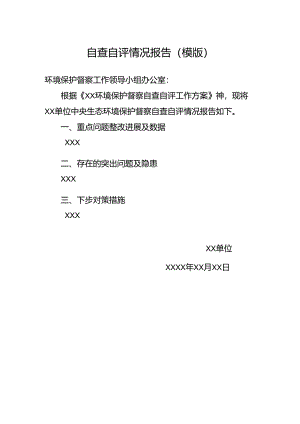 自查自评情况报告(模版).docx
