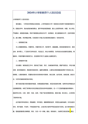 2024年小学新教师个人培训总结.docx