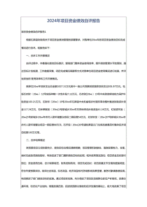 2024年项目资金绩效自评报告.docx