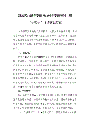 2024年新城区xx局党支部与xx村党支部结对共建“手拉手”活动实施方案.docx