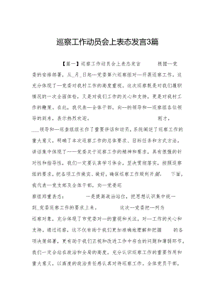 巡察工作动员会上表态发言3篇.docx