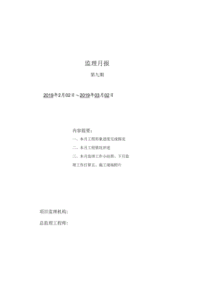 [监理资料]监理月报(19).docx
