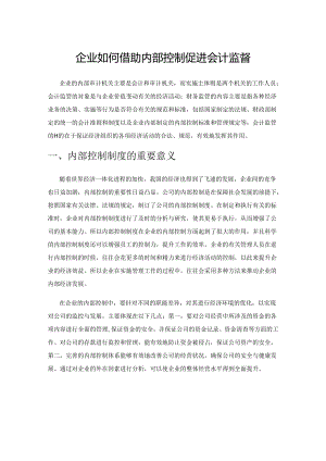 企业如何借助内部控制促进会计监督.docx