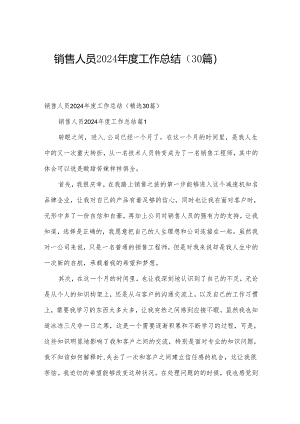 销售人员2024年度工作总结（30篇）.docx