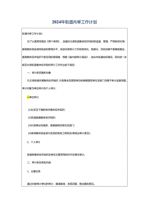 2024年街道内审工作计划.docx