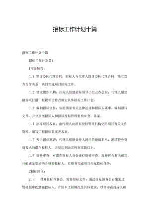 招标工作计划十篇.docx