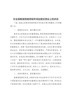 在全县粮食购销领域专项巡察反馈会上的讲话&县局巡察整改专题民主生活会对照检查材料.docx