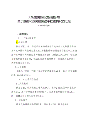 关于数据和政务服务改革推进情况的汇报.docx