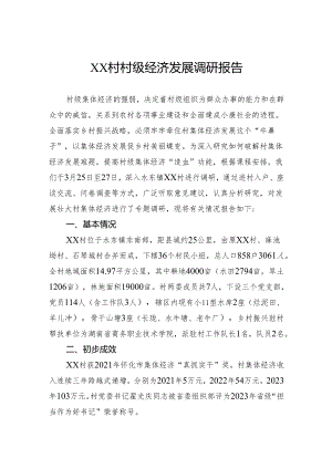 村村级经济发展调研报告.docx