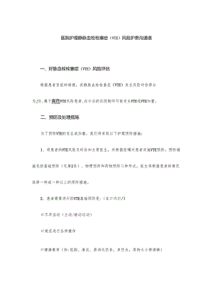 医院护理静脉血栓栓塞症(VTE)风险护患沟通表.docx