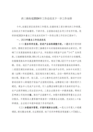 西三旗街道2024年工作总结及下一步工作计划.docx