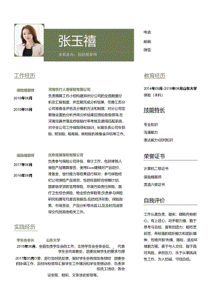 保险精算师个人求职简历模板自荐信简约个性.docx
