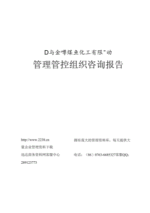 X煤焦化工企业管理组织咨询报告.docx