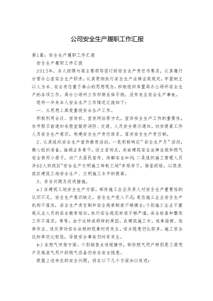 公司安全生产履职工作汇报.docx