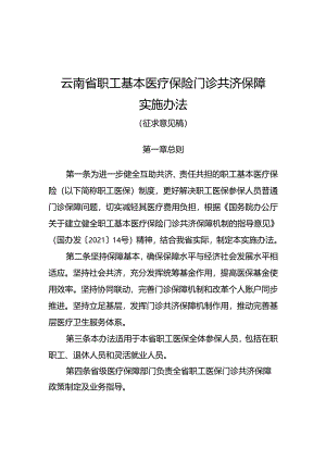 云南省职工基本医疗保险门诊共济保障实施办法（征.docx
