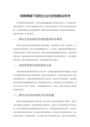 风险管理视角下国有企业内控制度建设思考.docx