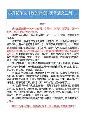 小升初作文我的梦想优秀范文三篇.docx