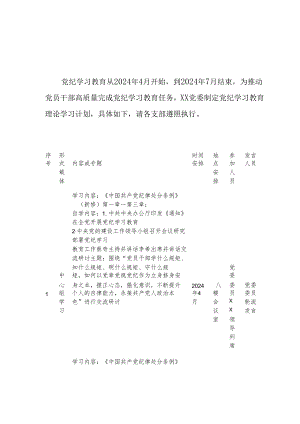 2024年乡镇党纪学习教育工作计划（6份）.docx