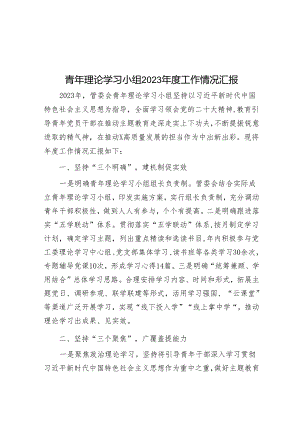 青年理论学习小组2023年度工作情况汇报&经验做法：推行“党建+”模式 探索基层治理新路径.docx