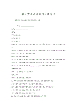 联合货运运输实用合同范例.docx