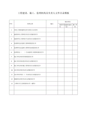 工程建设、施工、监理机构及负责人文件目录模板.docx