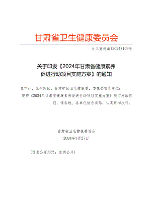 2024年甘肃省健康素养促进行动项目实施方案.docx