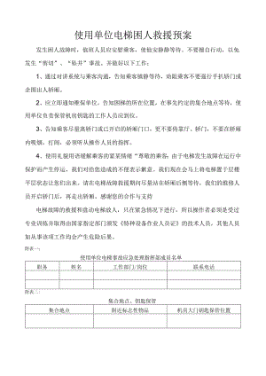 使用单位电梯困人救援预案.docx