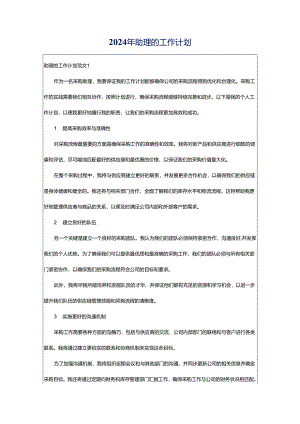 2024年助理的工作计划.docx