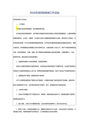 2024年项目财务部工作总结.docx