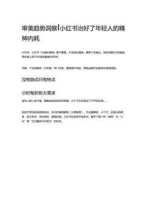 审美趋势洞察｜小红书治好了年轻人的精神内耗.docx