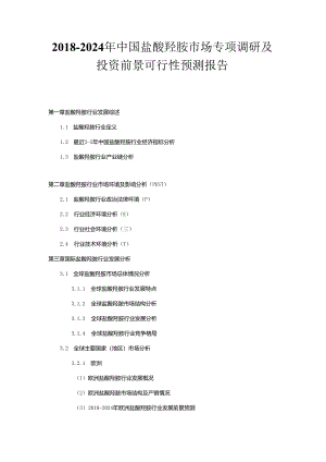 2018-2024年中国盐酸羟胺市场专项调研及投资前景可行性预测报告.docx