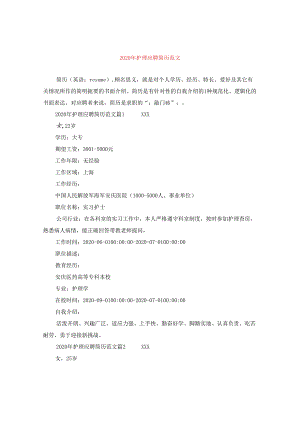 2024年护理应聘简历版本.docx