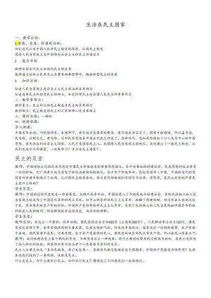 人教版九年级道德与法治上册 3.1 生活在民主国家 教案.docx