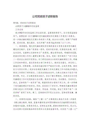 公司 党政班子述职 报告.docx