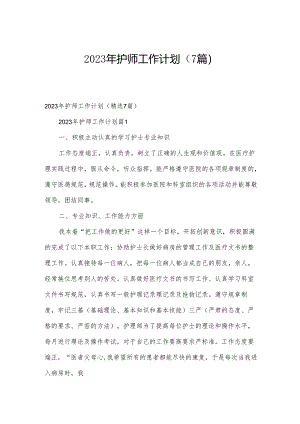 2023年护师工作计划（7篇）.docx