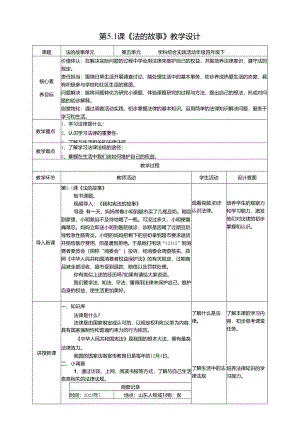广州版综合实践活动四年级下册第五单元第一课《法的故事》教案.docx