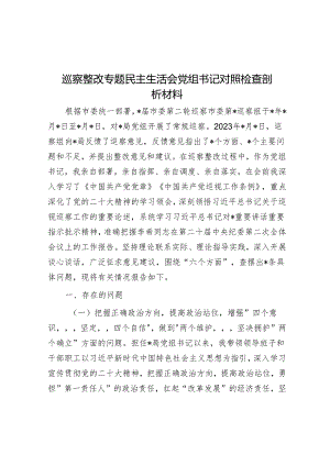 巡察整改专题民主生活会党组书记对照检查剖析材料&组织系统巡视巡察整改工作情况汇报.docx