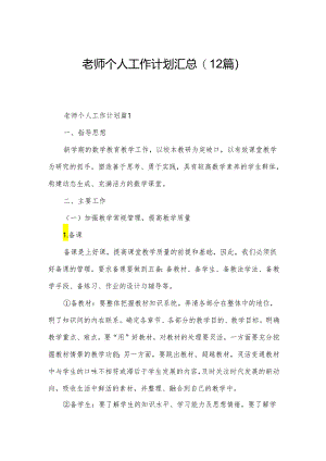 老师个人工作计划汇总(12篇).docx