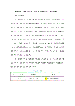 统编版三、四年级各单元所属学习任务群和大概念梳理.docx