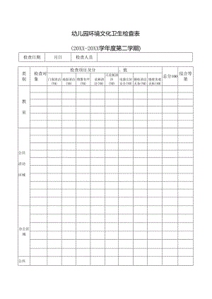 幼儿园环境文化卫生检查表.docx