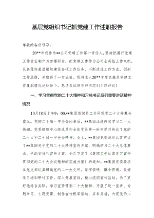 基层党组织书记抓党建工作述职报告15.docx