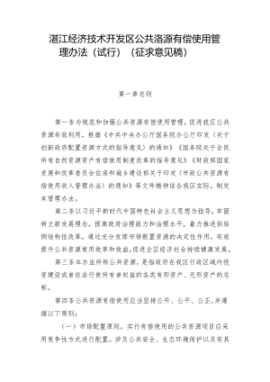 湛江经济技术开发区公共资源有偿使用管理办法（试行）.docx