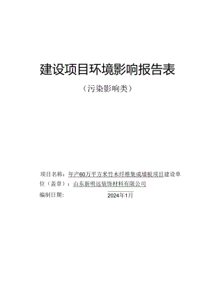 年产60万平方米竹木纤维集成墙板项目环评报告表.docx
