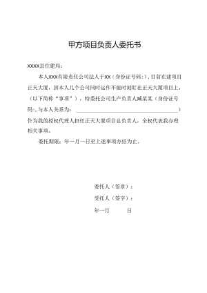 甲方项目负责人委托书.docx