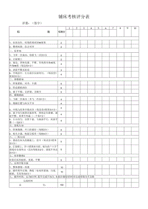 铺床考核评分表.docx
