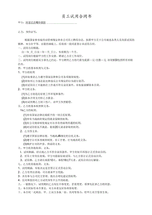 员工正式协议范文模板.docx