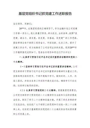 基层党组织书记抓党建工作述职报告26.docx