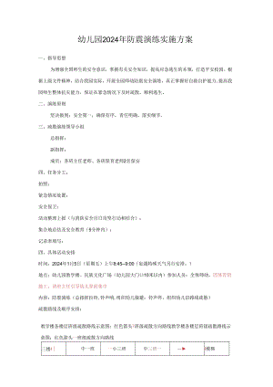 幼儿园2024年防震演练实施方案.docx